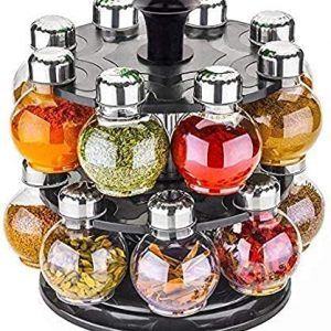 Ignito Multipurpose Plastic Big Revolving Spice Rack 16 in 1 Masala Rack Set Condiment Set Spice Container jar bottle spice rack unbreakable