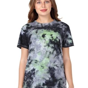 THALASI Regular Cotton Tie&Dye T-Shirt for Girls-Multicolored T-Shirt-Tie Dye T-Shirt for Women