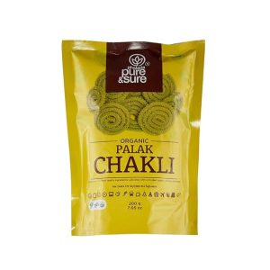 Pure & Sure Organic Palak Chakli Snack | Delicious Namkeen and Snacks | Ready to Eat Snacks, Cholesterol Free, No Trans Fats, No Preservatives | Pack Of 1, 200gm