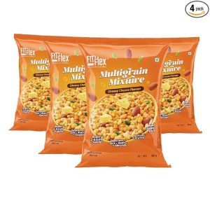 Fit & Flex Multigrain Cheesy Cheese Namkeen Mixture | Extra Baked and Crunchy Snack With Oat Rich & High Dietary Fibre | Zero Cholesterol – 180 g Each (Pack of 4)