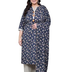 Tissu Plus Women’s Paisley Printed Pure Cotton Kurta & Palazzo With Dupatta