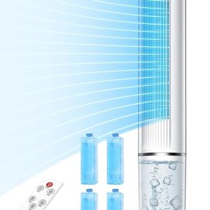HIFRESH Air Cooler for Home, 107CM Tower Cooler w/ 3 Speeds & 4 Modes, 12H Timer, LED Touch Screen, 4L Water Tank, Remote, 4 Ice Packs, 80W Low Power Consumption Evaporative Air Cooler for Room Office