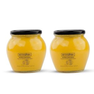 Anveshan Empowering farmers with technology A2 Cow Ghee, Glass Jar, Bilona Method, Curd-Churned, Pure, Natural & Healthy, Lab Tested, 500 ml, Pack of 2