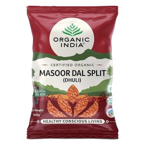 ORGANIC INDIA Rich in Proteins and Fiber, Easy to Cook Masoor Dal Split (Dhuli) 500gm