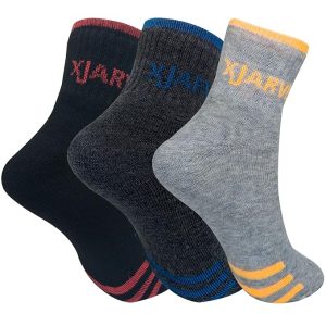 XJARVIS® Men & Women Cushioned Terry/Towel High Ankle Sports/Gym Socks Ultimate Comfort with Cotton Bamboo Socks for Running, Cycling & Everyday Use, Odor Free (BLACK/DARK GREY/GREY)