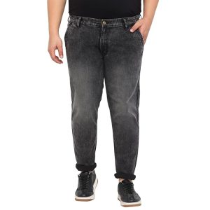 Urbano Plus Men’s Black Regular Fit Washed Jeans Stretchable