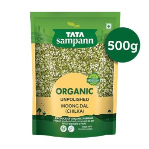 Tata Sampann Organic Moong Chilka Dal, 500 g