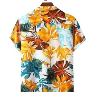 Leriya Fashion Shirt for Men | Tropical Leaf Printed Rayon Shirts for Men | Preppy Short Sleeves | Spread Collared Neck | Perfect for Outing | Beach | Camp Wear Shirt for Boys