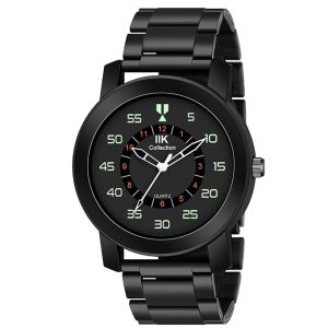 Watches for Men Round Numerical Dial Men Watch with Silicon Strap Long Battery Life Stainless Steel Bracelet Black Chain with Adjustable Flexible Silicon Strap Watches for Boys.