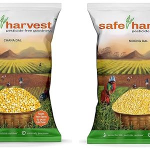 Safe Harvest Pesticide-Free Goodness Mung Dal | Natural & Delicious | No Artificial Flavors – 1kg & Safe Harvest Pesticide-Free Unpolished Chana Dal | Natural | No Artificial Flavours – 1kg Visit the Safe Harvest Store  Search this page