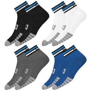 MXSOX 4 Pairs Striped Sports Ankle Socks with Cushion for Men & Women, Multicolor Combo, Pack of 4, Free Size