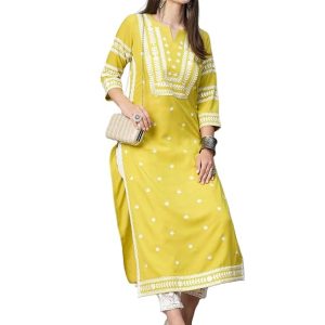 ANNI DESIGNER Women’s Cotton Blend Straight Kurta