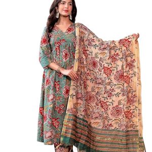 KLOSIA Women Viscose Floral Printed Anarkali Kurta and Pant Set with Dupatta | Kurta Set | Ethnic Set | Dupatta Set |