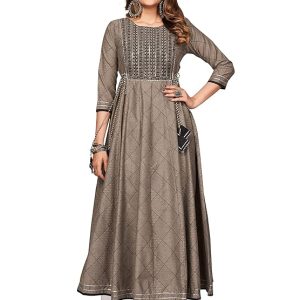 Vbuyz Women’s Cotton Blend Embroidered Anarkali Stitched Kurta (VF-KU-1682-1683)