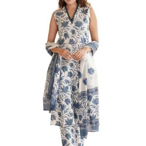 ANNI DESIGNER Women’s Rayon Blend Printed Straight Kurta with Pant & Dupatta