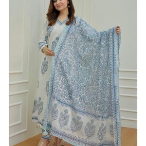 Nermosa Women Block Printed Kurta and Pant Set with Dupatta