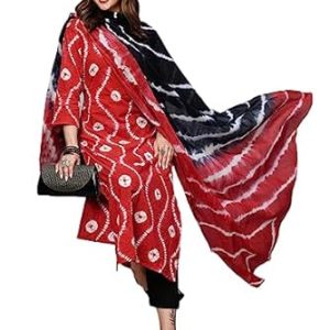 ANNI DESIGNER Women’s Cotton Blend Straight Shibori Printed Kurta Set With Dupatta