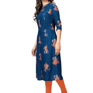 Vbuyz Women’s Printed A-Line Cotton Pink Kurta (VF-KU-935)
