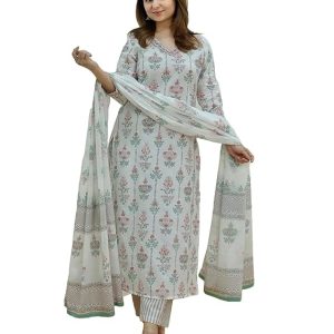 KLOSIA Women Viscose Printed Kurti Pant and Dupatta Set
