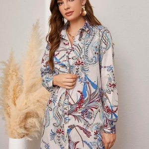 Leriya Fashion Women’s Ethnic Co Ord Set || Paisley Printed Co-Ord Set for Women || Long Straight Shirt Kurta with Pant Set for Women || Gift for Women || Fancy Kurta Set |