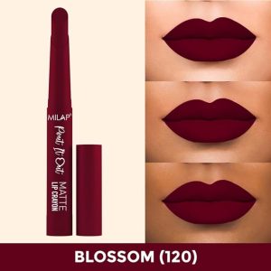 MILAP Pout It Out Crayon Lipstick for Women – Creamy Matte Finish All Day Long – Smudge & Waterproof – Hydrating Lip Color – Soft & Full Coverage