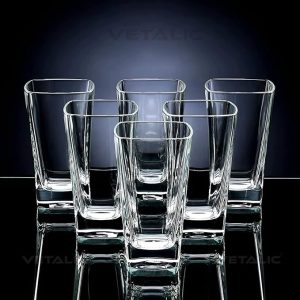 Vetalic Plastic Crystal Poly-Carbonate Glass Set of 6, 300ml Unbreakable Stylish Transparent Plastic Long Glass Set (Diamond Long Plastic Glass)(300ML)