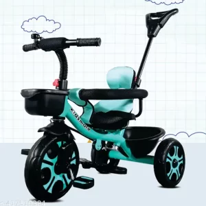 Kidsmate Thunder Plug N Play Kids Tricycle: Safety Guard Rail, Parental Control, Storage Basket, Cushion Seat & Bell – Perfect for Boys/Girls 12-48 Months (Sea Green)