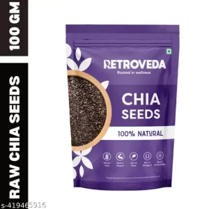 Retroveda Chia Seeds 100g-Raw Seeds for Eating |Seeds for Weight Management | Gluten Free | Rich in Protein, Fiber, Calcium & Anitioxidants| Diet Snack