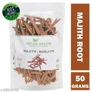 Manjistha Root, Majith Organic – 50 Grams (Eating, Skin whitening, Face, Hair), Indian Madder