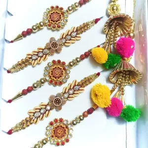 New glittering Bhaiya bhabhi rakhi set (7 pc