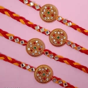 rakhi , rakhi for brother ( 4 pcs ) with roli chawal and nice rakhibox packaging