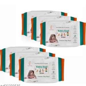 Baby wet wipes with lid and 98% water chemical free(pack of 6 with 480 wipes)