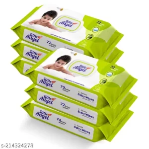 Little Angel Super Soft Baby Wet Wipes, 432 count with Aloe Vera & Vitamin E Extract, Lid pack, Pack of 6, 72 Count/Pack