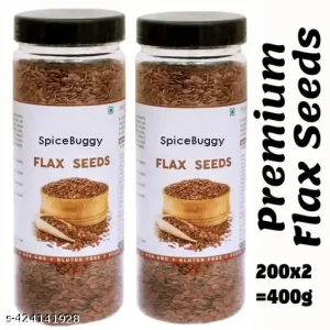 SpiceBuggy Flax/Alsi Seeds Raw | Fibre Rich Alsi Seeds | Flax Seeds for Hair Growth | Seeds for eating | Healthy eating Seeds | Flax Seeds for weight loss rich in omega3, protein, calcium, fiber etc – Pack of 2 (Total Weight 400g)