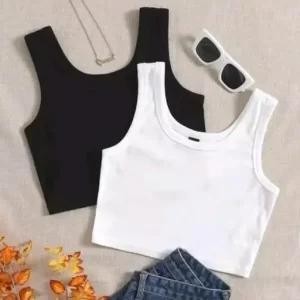 Edge Notch Neck Rib Knit Tank Top Women Crop Tops And Tunics “White Crop Top” Women’s White Crop Top Girls White Crop Top Short Top Center U Designer Sando Tops Women’s & Girls Solid Ribbed “Tank Tops” Crop Top Like Blouse Crop Top Haul