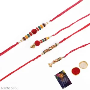 Rakhi Stylish Combo For Bhaiya And Bhabhi (SET 2) Rakhi With Roli,chawal with Raksha Bandhan Greeting Card