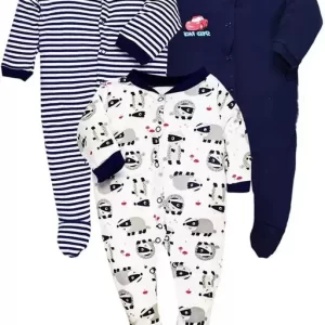 SMILEY APPU Cotton Rompers/Sleepsuits/Jumpsuit /Night Suits for Newborn Baby Boys & Girls Pack of 3