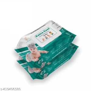 Extra Cool baby wipes with Aloe vera, vitamin E, Jijoba oil and Paraben free 98% Water wipes Pack of 2 with Lid (160 sheet wipes)