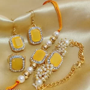 Bhaiya Bhabhi Rakhi With Earings Ring (Adjustable) Combo