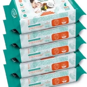 Buddsbuddy Combo of 5 Coconut Based Skincare Baby Wet Wipes Contains Coconut Oil, Castor Oil- 72 Pieces