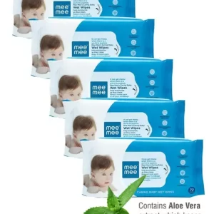 Mee Mee Caring Baby Wet Wipes with Aloe Vera (72 pcs) (Pack of 5)