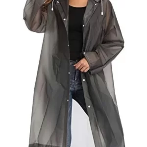 Adorazone EVA Waterproof Unisex Rain Coat Hooded Full Sleeves Outdoor Men, Women, Boys & Girls Rainwear Poncho Raincoat for Camping, Hiking & Travelling (1Pc, Black)