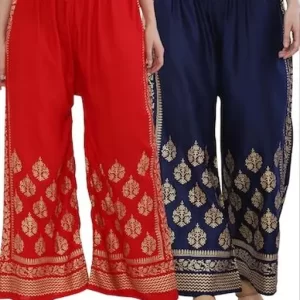 Pack of 2 Women Relaxed Multicolor Lycra Blend Trousers