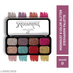 Half N Half Moondust Glitter Eyeshadow Pallette, 8 Colors Eye Makeup Palette in Shimmer Eye Shadow with Highly Pigmented Long Lasting Makeup Palette D (12g)