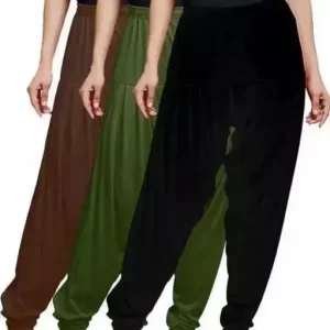 Diya Women’s Solid Cotton Patiala Pant (Pack Of 3)