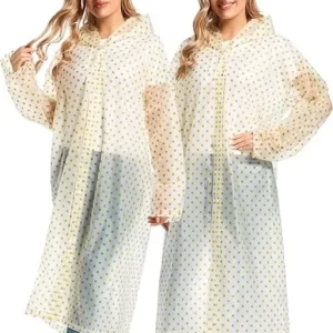 Infispace Embrace Rainy Days in Style with Yellow Color Polka Dot Printed Raincoat(Pack of 1) Polka Dot Printed Raincoat for All-Weather Confidence Premium Waterproof Protection with Adjustable Features
