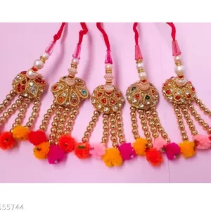 Rakhi for bhabhi / lumba rakhi set ( 5 pcs ) with roli chawal and nice rakhibox packaging.