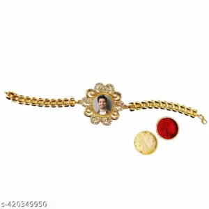 Personalized Photo Frame Rakhi Bracelet for Brother with roli chawal