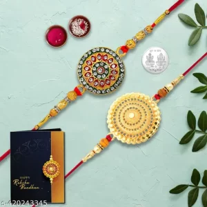 Effete Designer Rakhi Combo for Brother | Rakhi Gift For Brother/Sister | Rakhi Combo With Peanut Chocolate Box | Fancy Rakhi | New Stylish Rakhi Combo (Y22K2_601+604)
