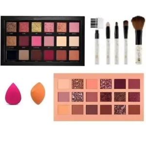 Rose gold eyeshadow with eyeshadow with 5pcs brush with 2puff(5 items in the set)